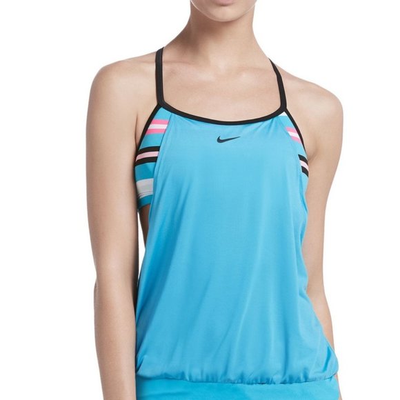 2018 euc NIKE blue flury Tankini Swim Top S - Picture 3 of 7